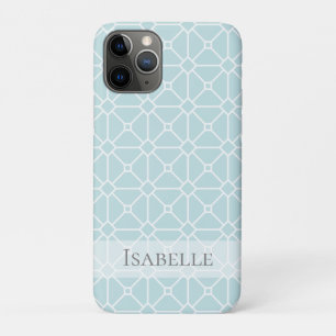 Modern Teal Turquoise White Patten Personalised Case-Mate iPhone Case