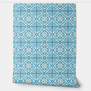 Modern Teal Watercolor Boho design Wallpaper