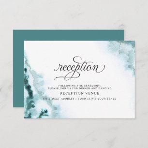 Modern Teal Watercolor Moss Agate BarefootBride™ Invitation