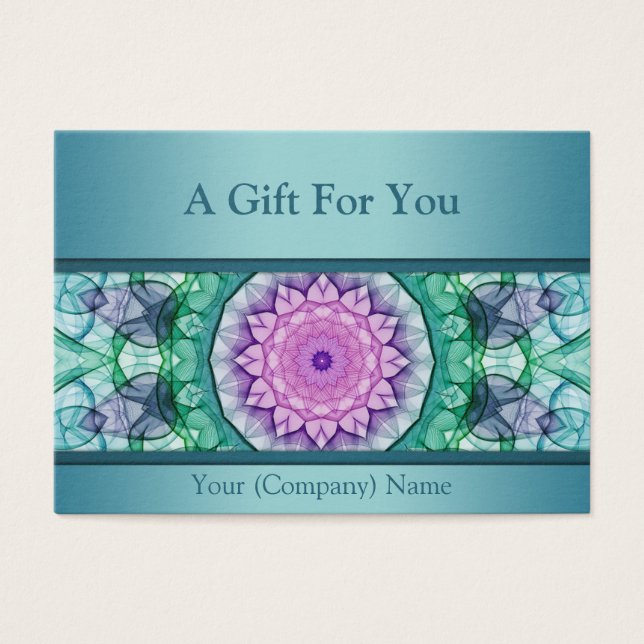 Modern teal waterlily mandala gift certificate (Front)