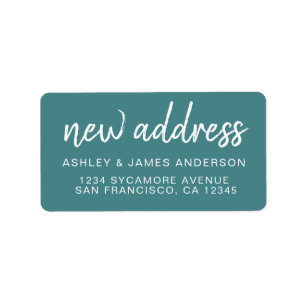Modern Teal White New Address Label