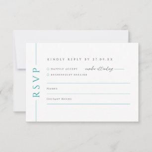 Modern Teal White Wedding Invite RSVP Reply Card