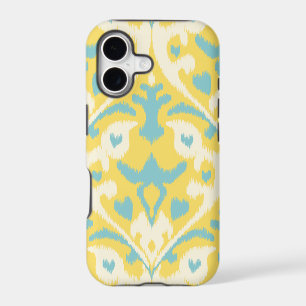 Modern teal yellow girly ikat tribal pattern