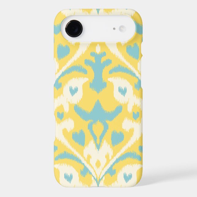 Modern teal yellow girly ikat tribal pattern Case-Mate iPhone case (Back)