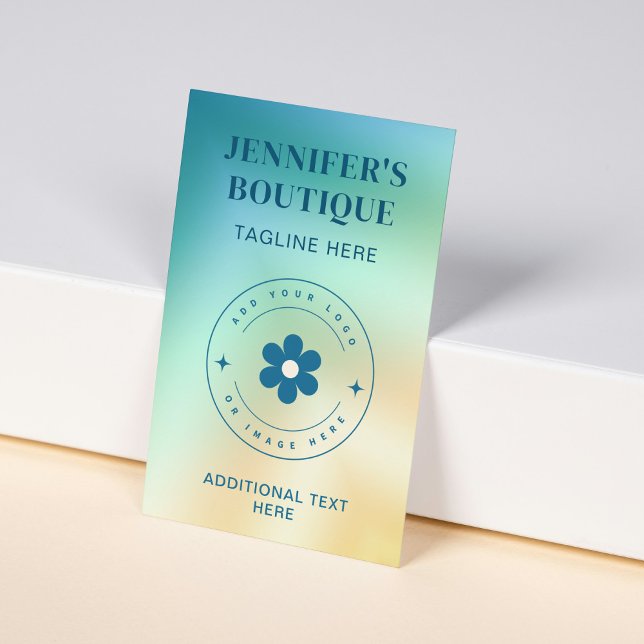 Modern Teal Yellow Gradient Custom Logo Business Card (Creator Uploaded)