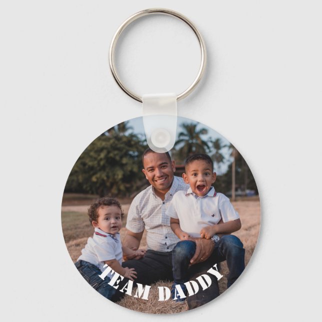 Modern Team Daddy Custom Photo Key Ring (Front)