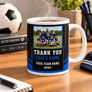 Modern Team Name Photo Coach Thank you Large Coffee Mug