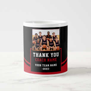 Modern Team Name Photo Coach Thank you Large Coffee Mug