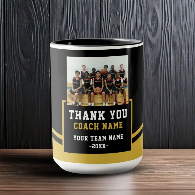 Modern Team Name Photo Coach Thank you Mug (Creator Uploaded)