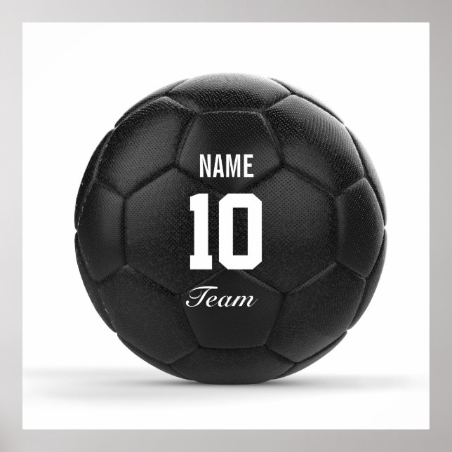 Modern Team Soccer Ball Personalised Text Poster (Front)