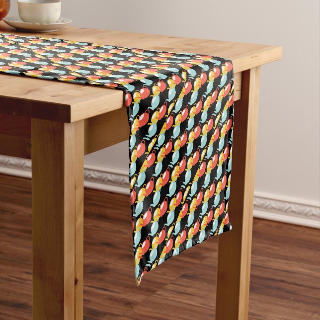 Modern Teapots Pattern Short Table Runner (In Situ)