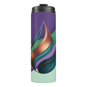 Modern Teardrop Wave Purple Green Copper Thermal Tumbler