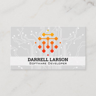 Modern Tech Logo AI Computer Chip Business Card