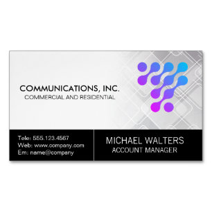 Modern Tech Logo   Communications Start Up Magnetic Business Card