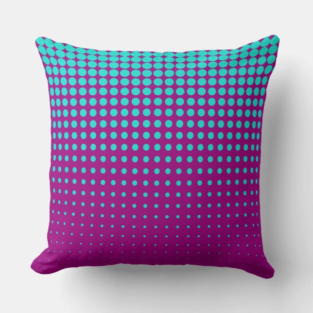 Modern techno shrinking polka dots opal  fuchsia cushion (Front)