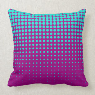 Modern techno shrinking polka dots opal  fuchsia cushion