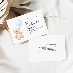 Modern Teddy Bear Baby Shower Budget Thank You Card