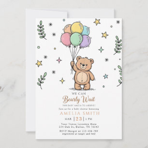 Modern Teddy bear Friendly baby shower Invitation