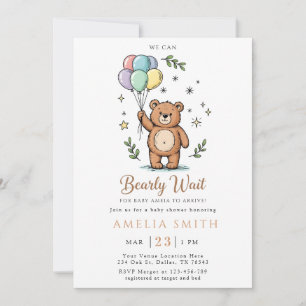 Modern Teddy bear Friendly baby shower Invitation