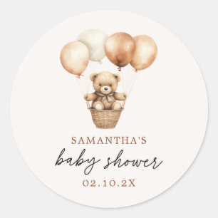 Modern Teddy Bear Gender Neutral Baby Shower  Classic Round Sticker