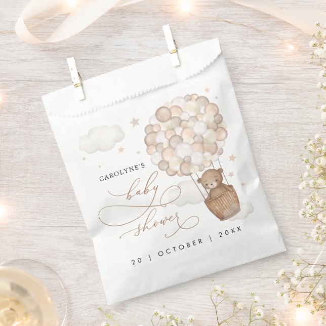 Modern Teddy Bear Hot Air Balloon Baby Shower Favour Bags (Clipped)