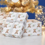 Modern Teddy Bear with Balloon & Greenery Party Wrapping Paper<br><div class="desc">This adorable design features a cute teddy bear   greenery pattern</div>