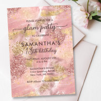 Modern Teen Girl Glam Party Faux Rose Gold Glitter