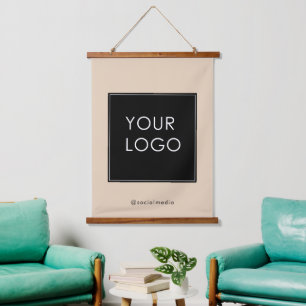 Modern Template Business Company Logo Beige Hanging Tapestry