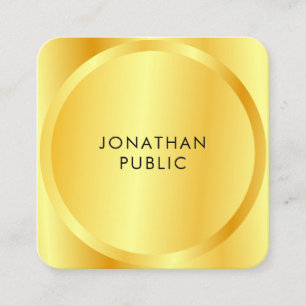 Modern Template Custom Faux Gold Metallic Look Square Business Card