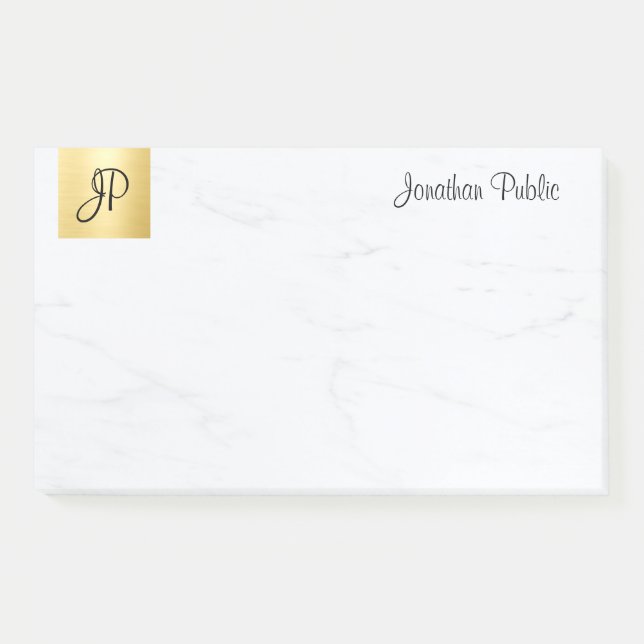Modern Template Elegant Minimalist Gold And Marble Post-it Notes (Front)