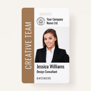 Modern Template Employee Photo Logo Name Brown, ID Badge