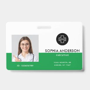 Modern Template Employee Photo Logo Name Nurse ID Badge