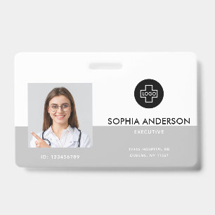 Modern Template Employee Photo Logo Name Nurse ID Badge