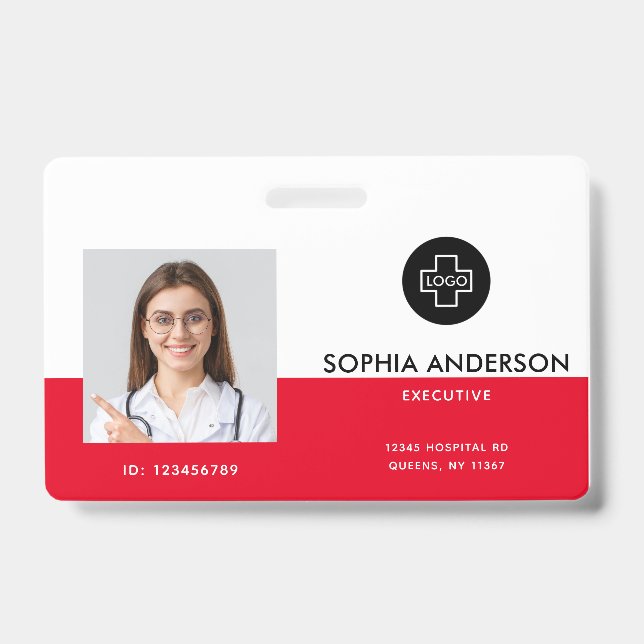 Modern Template Employee Photo Logo Name Nurse ID  Badge (Front)
