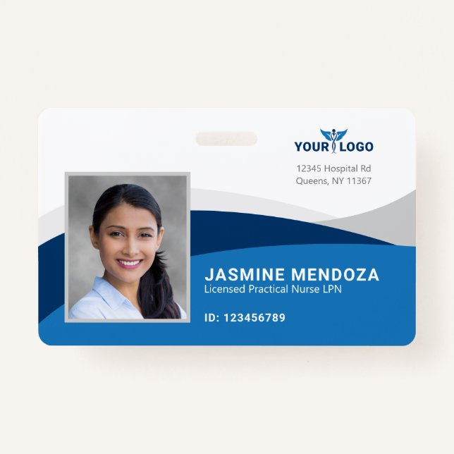 Modern Template Employee Photo Logo Name Nurse ID ID Badge (Front)