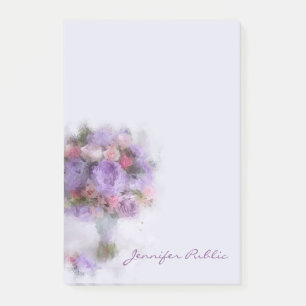Modern Template Flowers Oil Painting Hand Script Post-it Notes