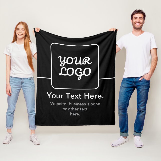Modern Template for Your Logo | Black & White Fleece Blanket (In Situ)