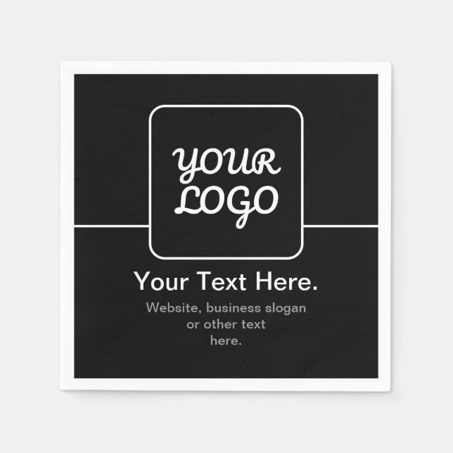 Modern Template for Your Logo | Black & White Napkin (Front)