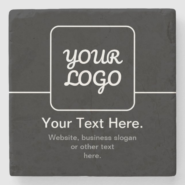 Modern Template for Your Logo | Black & White Stone Coaster (Front)