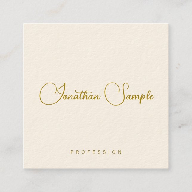 Modern Template Gold Look Typography Professional Square Business Card (Front)