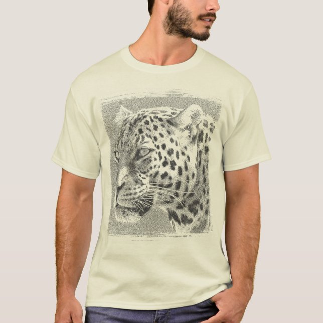 Modern Template Leopard Head Mens Natural Colour T-Shirt (Front)