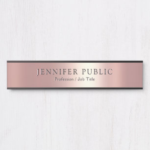 Modern Template Luxurious Rose Gold Name Surname Door Sign