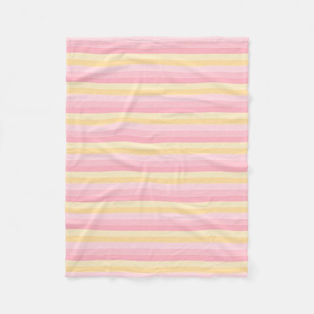 Modern Template Vanilla Yellow Pink Striped Fleece Blanket (Front)