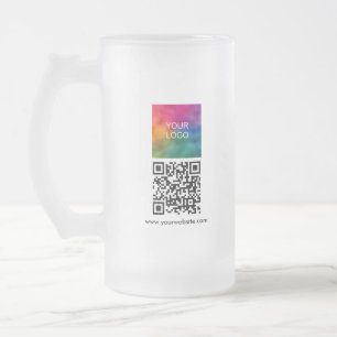 Modern Template Your Custom Logo QR Code Frosted Glass Beer Mug
