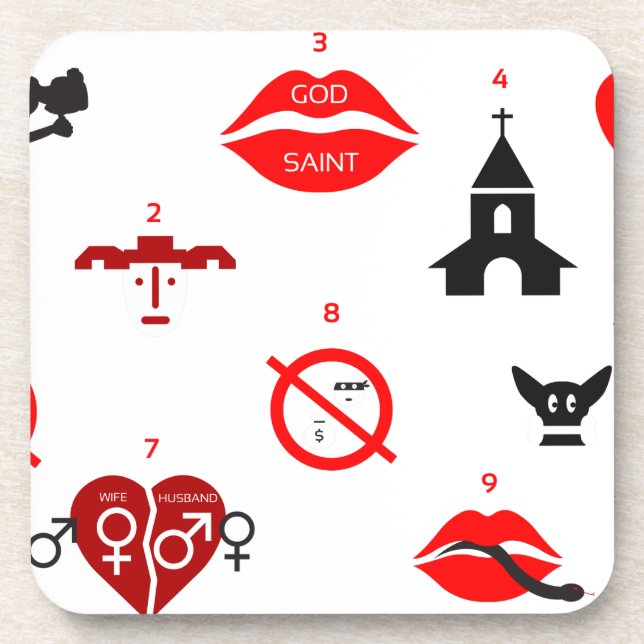 modern ten commandments coaster (Front)