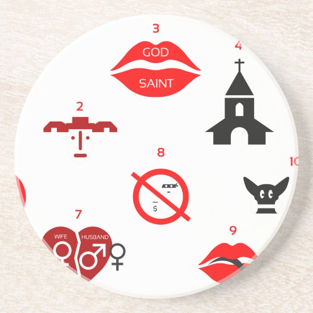 modern ten commandments coaster (Front)