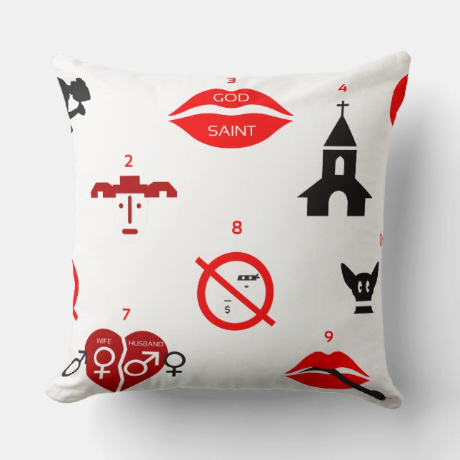 modern ten commandments cushion (Front)