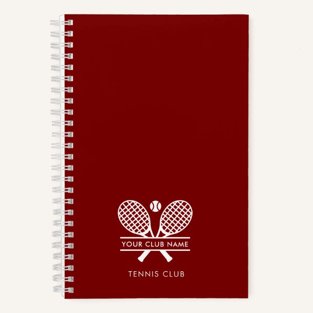 Modern Tennis Club Name Team Coach  Notebook (Front)