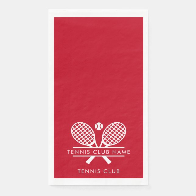 Modern Tennis Club Name Team Players Red Napkin (Front)