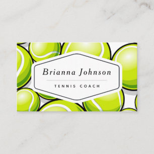 Modern Tennis Coach Instructor Fun Ball Pattern Business Card